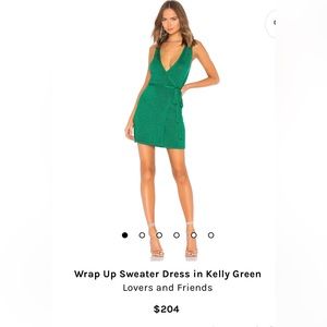 Lovers and Friends Wrap up Sweater Dress in KELLY Green